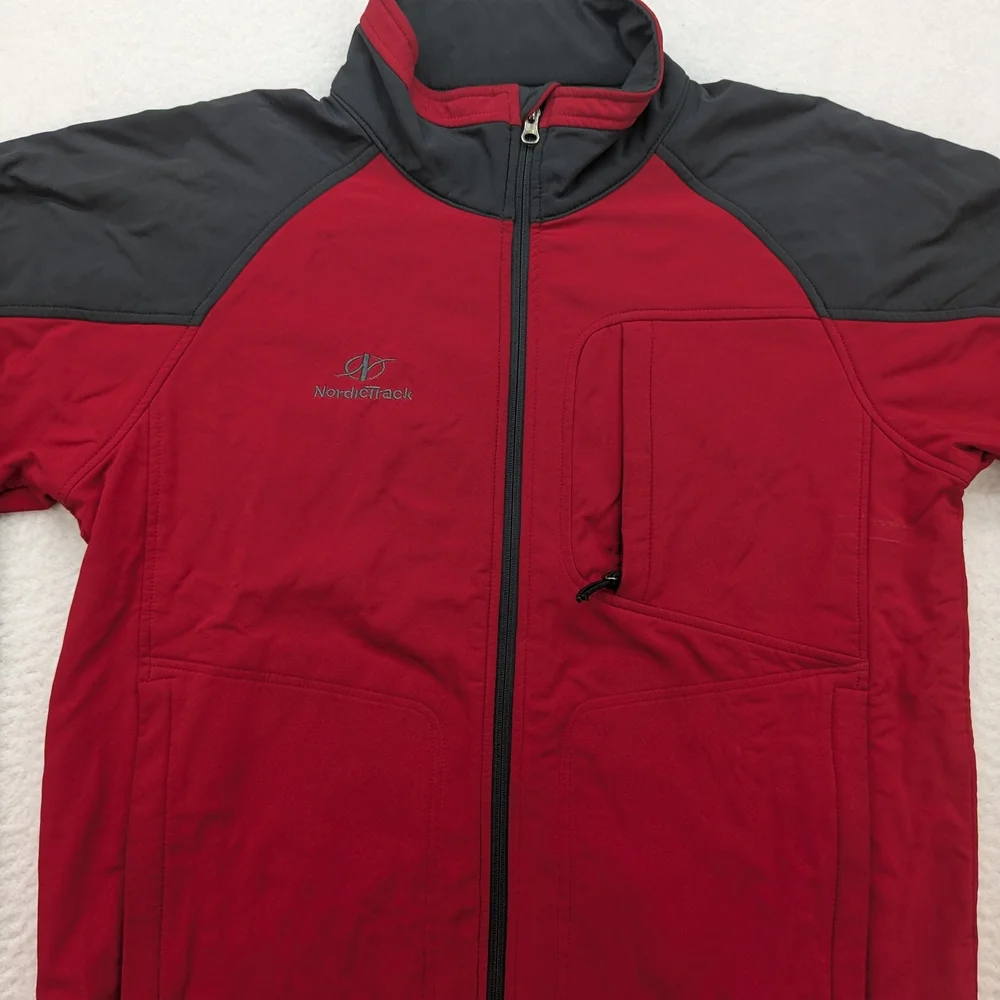 NordicTrack Jacket Mens Small Full Zip Outdoor Performance Red Gray Polyester